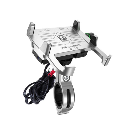 Kewig M6-S 12V Motorcycle Waterproof Aluminum Alloy Mobile Phone Bracket With QC3.0 Fast Charging, M6-S(Black), M6-S(Blue), M6-S(Red), M6-S(Silver)