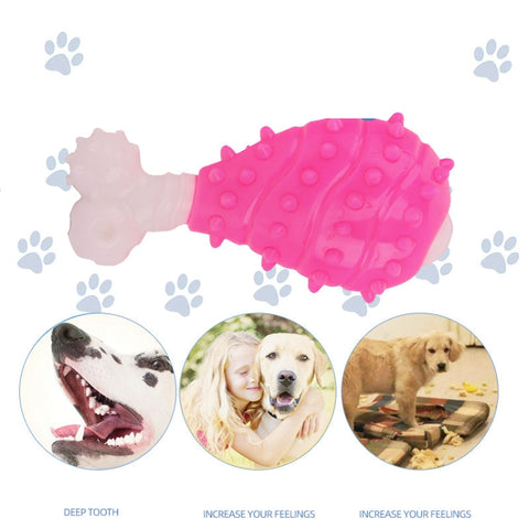 BG-W167 Pet Grinning And Chewing Interactive Chicken Leg Toys, Blue, Yellow, Pink