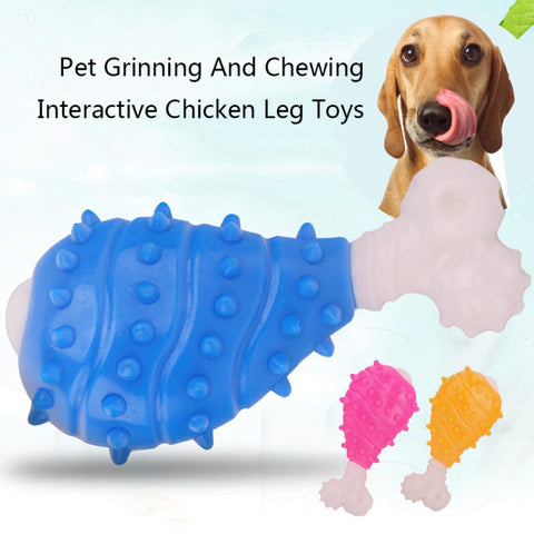BG-W167 Pet Grinning And Chewing Interactive Chicken Leg Toys, Blue, Yellow, Pink
