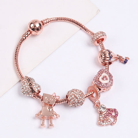 Women Rose Gold Beaded Bracelet, SL124 18cm, SL124 19cm, SL124 20cm, SL125 18cm, SL125 19cm, SL125 20cm, SL126 18cm, SL126 19cm, SL126 20cm, SL128 18cm, SL128 19cm, SL128 20cm, SL129 18cm, SL129 19cm, SL129 20cm, SL130 18cm, SL130 19cm, SL130 20cm     ...