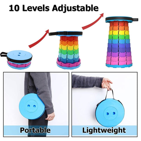 Outdoor Folding Telescopic Stool Portable Fishing Chair, 45cm(Rainbow), 45cm(Red)