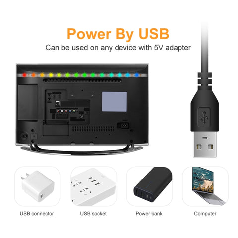 LED Light Strip 16 Color Remote Control RGB Light Belt USB Symphony Neon Decorative Soft Light Bar, 2 PCS 0.5m, 2 PCS 1m, 2m, 3m, 4m, 5m
