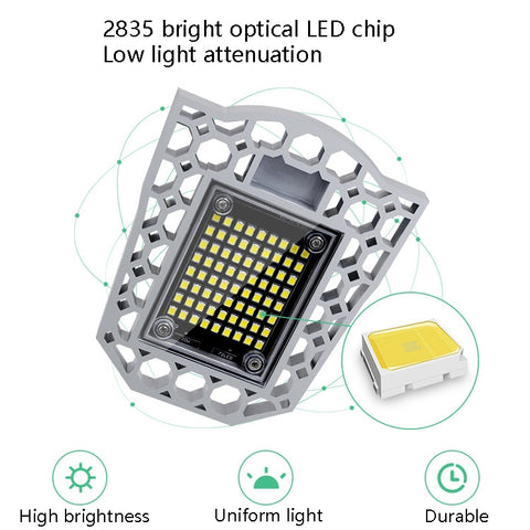 LED Industrial Mining Light Waterproof Light Sensor Folding Tri-Leaf Garage Lamp, 60W, 80W, 100W