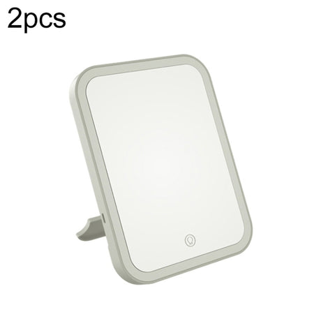 2 PCS LED Makeup Mirror With Lamp Fill Light Dormitory Desktop Dressing Mirror Female Folding Portable Small Mirror,Style:, Charging Monochromatic Light (White), Charging Monochromatic Light (Pink), Plug-in Monochromatic Light (White)                  ...