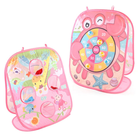 2 In 1 Indoor Children Folding Throwing Sandbags Board Toy, Blue, Pink