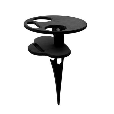 Outdoor Portable Folding Wine Table Outdoor Beach Table, Black, Double Layer Wood Color, Double Layer Black