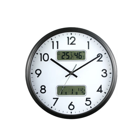 13 Inch Dual-screen LED Display Wall Clock Living Room Temperature And Humidity Calendar Multi-function Clock, Dual-screen LED Display Wall Clock