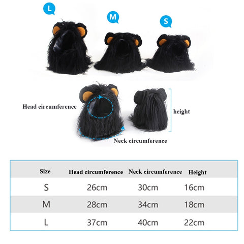 Pet Dog Cat Imitation Lion Headgear Headdress Wig Hat, S, L