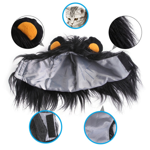 Pet Dog Cat Imitation Lion Headgear Headdress Wig Hat, S, L