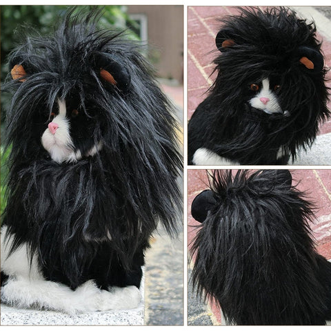 Pet Dog Cat Imitation Lion Headgear Headdress Wig Hat, S, L