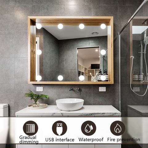 LED Mirror Front Lamp USB Adjustable Brightness Makeup Fill Light Bulbs, 2 LEDs, 6 LEDs, 10 LEDs, 14 LEDs