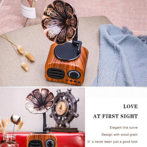 Ft-05 Wireless Retro Bluetooth Speaker Gramophone Mini Player, Gold, Pink, Walnut, Red, Black