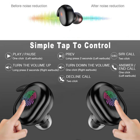 Y30 Wireless Bluetooth Headset 5.0 In-Ear Mini Earphone, Black, White, Digital Display Black