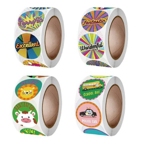 5pcsTeacher Cartoon Pattern Fun Encourage Stationery Stickers Gift Packaging Bag Sealing Stickers, A-252, A-253, A-254, A-255