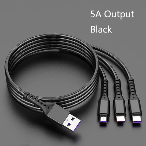 2 PCS ZZ034 USB To 8 Pin + USB-C / Type-C + Micro USB 3 In 1 Fast Charging Cable, Style:, 5A Super Fast-Black, 5A Super Fast-Red, Silicone-Green, Silicone-Red, Silicone-Yellow, Silicone-Purple, Mini-Silver, Mini-Red, Mini-Blue, Mini-Black, Retractable-...