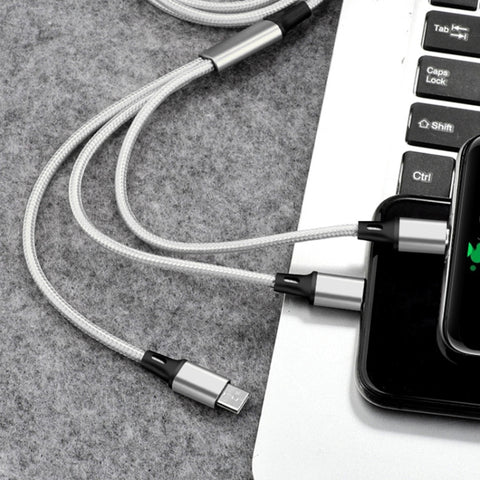 2 PCS ZZ034 USB To 8 Pin + USB-C / Type-C + Micro USB 3 In 1 Fast Charging Cable, Style:, 5A Super Fast-Black, 5A Super Fast-Red, Silicone-Green, Silicone-Red, Silicone-Yellow, Silicone-Purple, Mini-Silver, Mini-Red, Mini-Blue, Mini-Black, Retractable-...