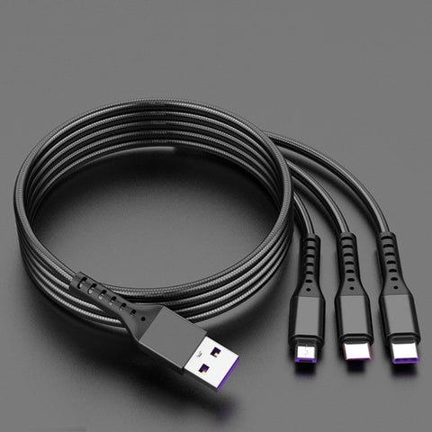 2 PCS ZZ034 USB To 8 Pin + USB-C / Type-C + Micro USB 3 In 1 Fast Charging Cable, Style:, 5A Super Fast-Black, 5A Super Fast-Red, Silicone-Green, Silicone-Red, Silicone-Yellow, Silicone-Purple, Mini-Silver, Mini-Red, Mini-Blue, Mini-Black, Retractable-...