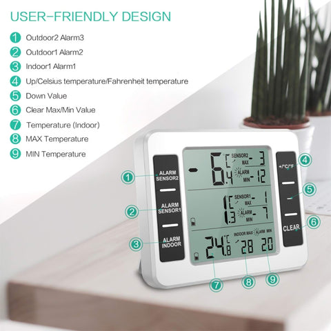 SN010 Wireless Indoor Outdoor High-Precision Thermometer Electronic Refrigerator Thermometers, One to One