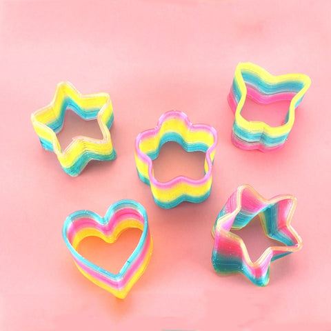 10 PCS Glitter Transparent Rainbow Circle Polygon Spring Rainbow Circle,Ramdom Style Delivery, Glitter Transparent Rainbow Circle