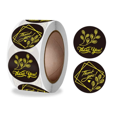 Thank You Hot Stamping Sticker Floral Wedding Gift Decoration Label, K-80-25mm, K-81-25mm