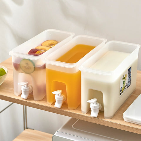Household Cold Water Bottle With Faucet Refrigerator Fruit Teapot Summer Water Bucket, 3.5L Cold Water Bottle