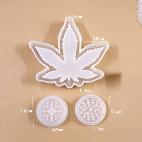 DIY Crystal Epoxy Mold Maple Leaf Ashtray Tooth Grinding Cigarette Grinding Combination Silicone Mold, Maple Leaf  Shape