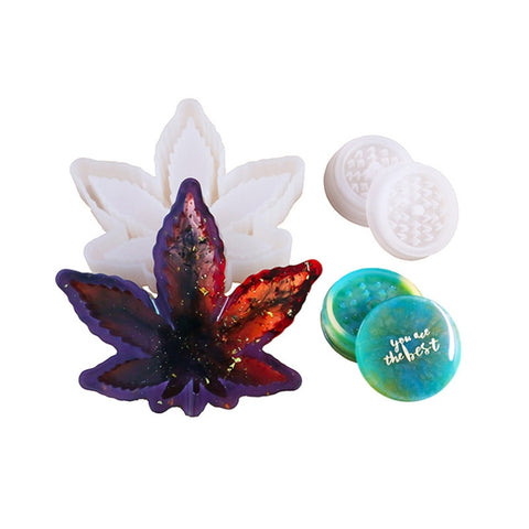 DIY Crystal Epoxy Mold Maple Leaf Ashtray Tooth Grinding Cigarette Grinding Combination Silicone Mold, Maple Leaf  Shape