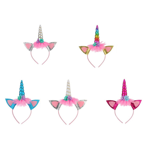 Cartoon Headband Children Birthday Festival Party Hair Accessories, White 1, Silver 1, Colorful 1, Rose Red 1, Blue 1