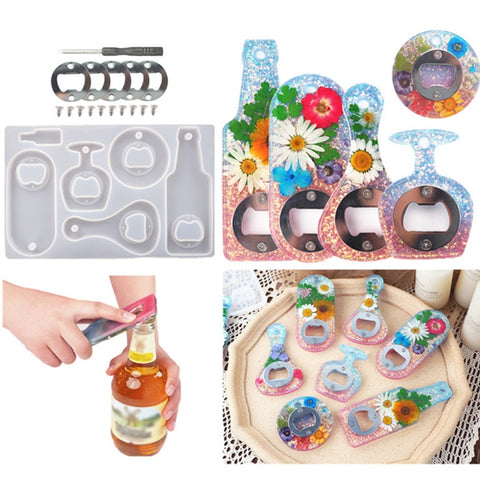 DIY Crystal Resin Drip Beer Wrench Mold Opener Silicone Mold, Set, Mold