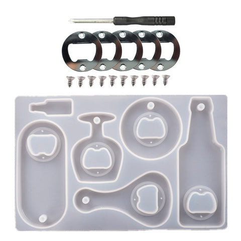 DIY Crystal Resin Drip Beer Wrench Mold Opener Silicone Mold, Set, Mold