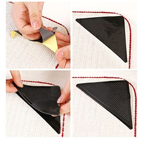 4 PCS/Set Recyclable Anti-Slip Washable Rug Carpet Mat for Home Bath Living Room, Washable Rug