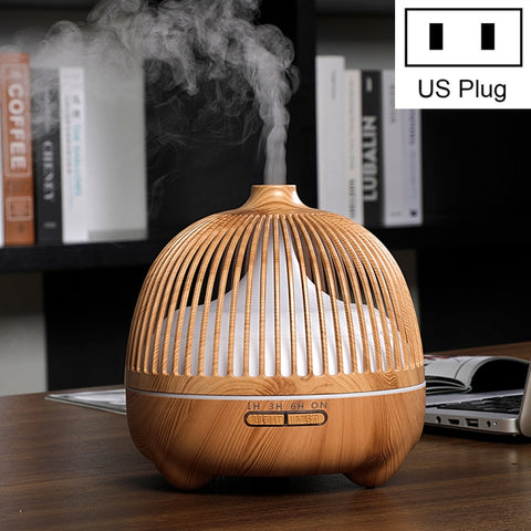 Bird Cage Wood Graphic Aromatherapy Machine Ultrasonic Smart Home Colorful Night Light Hollow Humidifier, US Plug, EU Plug, AU Plug, UK Plug