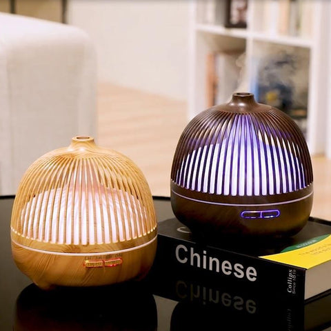 Bird Cage Wood Graphic Aromatherapy Machine Ultrasonic Smart Home Colorful Night Light Hollow Humidifier, US Plug, EU Plug, AU Plug, UK Plug