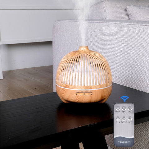 Bird Cage Wood Graphic Aromatherapy Machine Ultrasonic Smart Home Colorful Night Light Hollow Humidifier, US Plug, EU Plug, AU Plug, UK Plug