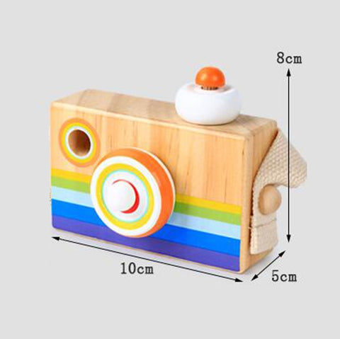 Mini Wooden Cartoon SLR Camera Kaleidoscope Children's Gift Fun Toy