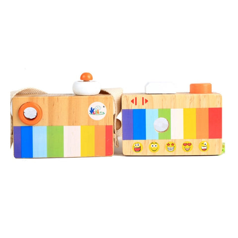 Mini Wooden Cartoon SLR Camera Kaleidoscope Children's Gift Fun Toy