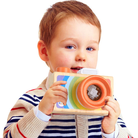 Mini Wooden Cartoon SLR Camera Kaleidoscope Children's Gift Fun Toy