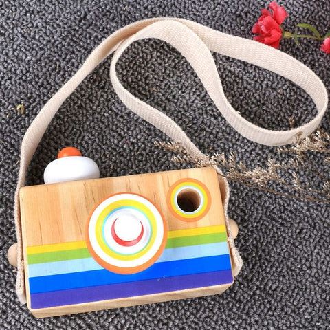 Mini Wooden Cartoon SLR Camera Kaleidoscope Children's Gift Fun Toy