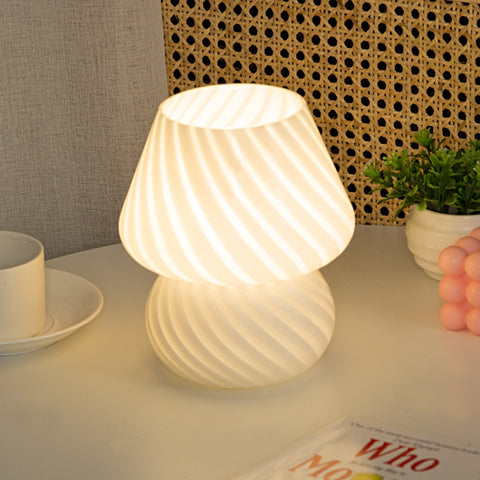 PJ-104 5W Mushroom Glass Bedroom Bedside Table Decoration Table Lamp, CN Plug, Specification：, Monochrome Warm Light, Three-color Dimming, Tmall Elf Light Bulb, Remote Control + Tmall Elf Bulb