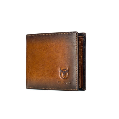 BUFF CAPTAIN 05 Men Leather Short Wallet Anti-Theft Brush Multi-Card Bit First-Layer Soft Cowhide Wallet, Red, Black, Yellow Brown