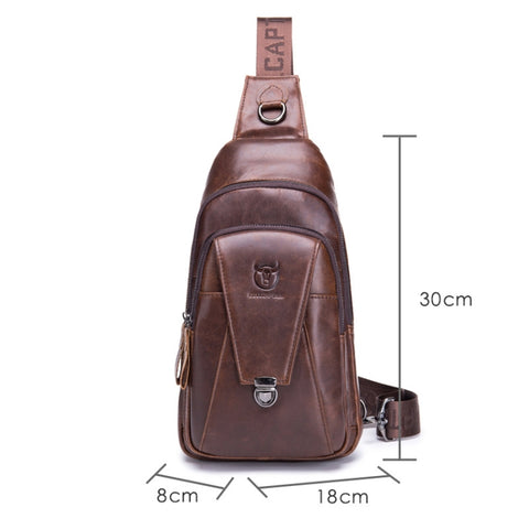 BUFF CAPTAIN 110 Men Leather Shoulder Bag First-Layer Cowhide Leather Multi-Function Chest Bag