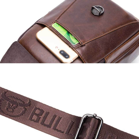 BUFF CAPTAIN 110 Men Leather Shoulder Bag First-Layer Cowhide Leather Multi-Function Chest Bag