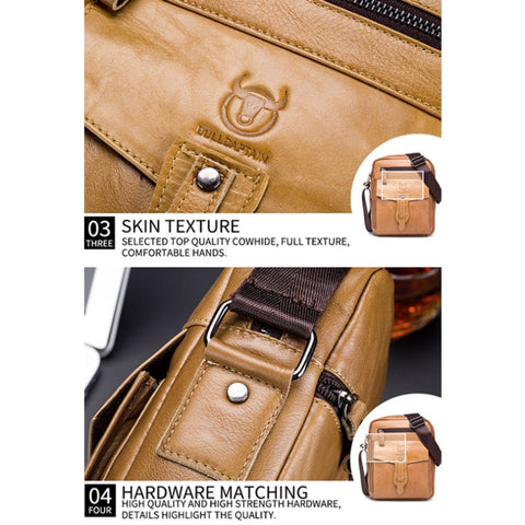 BUFF CAPTAIN 053 Men Leather Shoulder Messenger Bag First-Layer Cowhide Large Capacity Briefcase, Specification：, Large (Yellow Brown), Small (Yellow Brown), Large (Black), Small (Black), Large (Dark Brown), Small (Dark Brown)