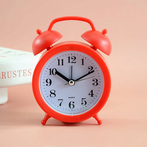 2 PCS Student Bed Small Alarm Clock Desk Alarm Clock, Red, Blue, Beige, Pink