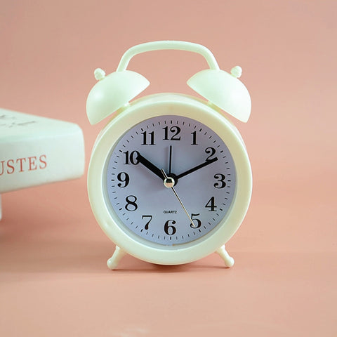 2 PCS Student Bed Small Alarm Clock Desk Alarm Clock, Red, Blue, Beige, Pink