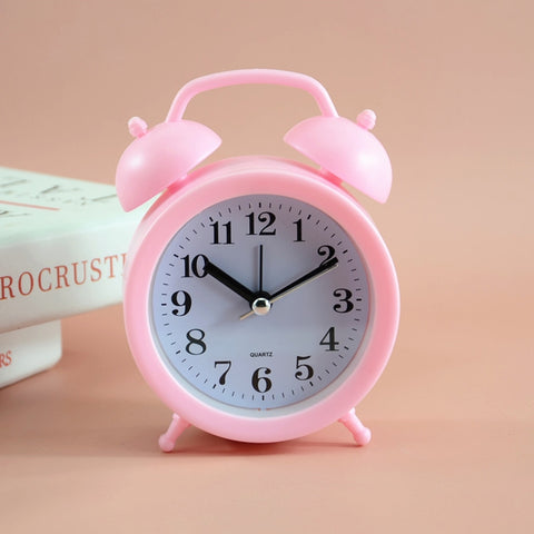 2 PCS Student Bed Small Alarm Clock Desk Alarm Clock, Red, Blue, Beige, Pink