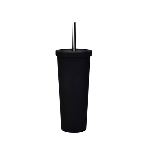 700ml Large Capacity Double Stainless Steel Straw Cup Vacuum Outdoor 304 Insulation Cup Car Water Cup, Khaki, Cinnabar Orange, Lilac Purple, Pink, Glazed Green, Moss Green, Dark Gray, Indigo, Ink Black, Gray Green, Light Pink, Green White, Lake Blue