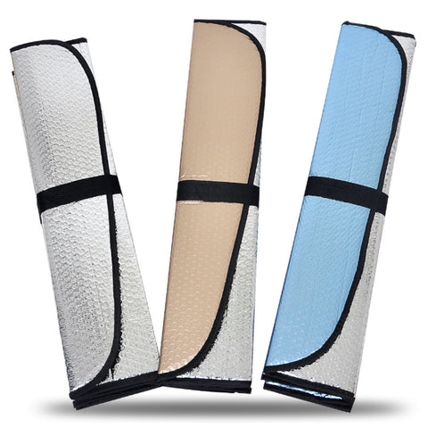 Aluminum Foil Five-Layer Thickening Car Sunscreen Heat Insulation Sun Visor, 145x70cm Gold, 145x70cm Silver, 145x70cm Blue