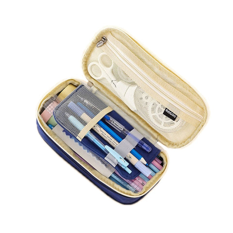 Angoo Cotton And Linen Large Capacity Pencil Stationery Bag, 602 Turmeric / Beige, 589 Shallow Khaki / Beige, 480 Ink Printing, 572 Navy / Beige, 890 Pink, 876 Dark Pink, 883 Gray