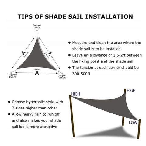 Triangle Outdoor Garden Sunshade Sail Waterproof Anti-UV Canopy, Size: 3m x 3m x 4.3m, 3m x 3m x 4.3m